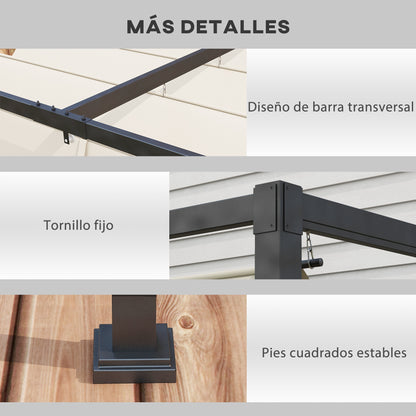 Outsunny Pérgola 3x2 M Cenador Jardín Con Techo Retráctil Poliéster Para Fiestas_5