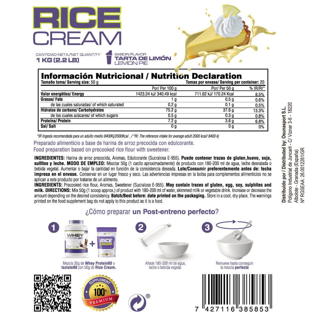 Rice Cream (crema De Arroz Pregelatinizada) - 1kg - Pastel De Limón - Fuente De Carbohidratos De Buena - Masmusculo Supp_5