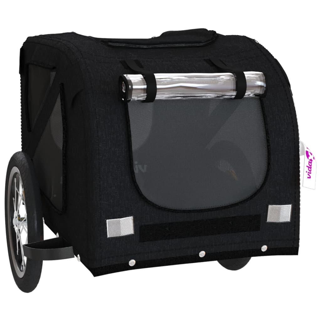 Remolque De Bicicleta Mascotas Hierro Tela Oxford Negro_4
