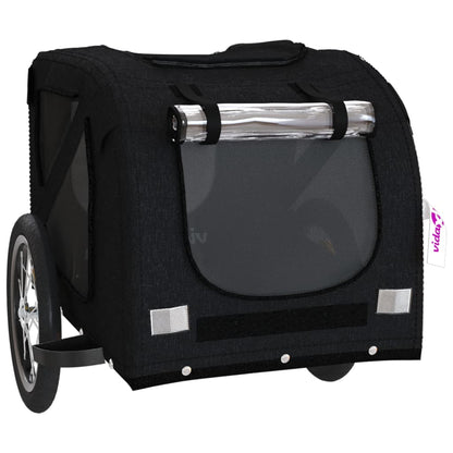 Remolque De Bicicleta Mascotas Hierro Tela Oxford Negro_4