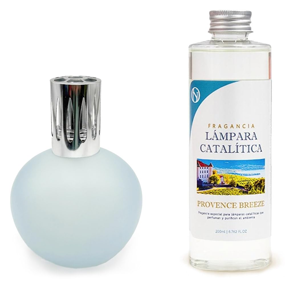 Lámpara Catalítica Azul Grisáceo Mate + Aroma Provence Breeze 500ml - Elimina Olores, Impurezas Y Perfuma_0