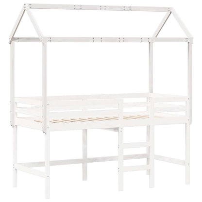 Techo De Cama Infantil Madera Maciza Blanco 217x95,5x159 Cm_2