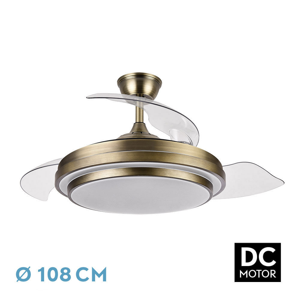 Ventilador Dc Ibe 72w 6120lm Cuero 3 Asp.desp. 108d 3000-4000-6000k Remoto, Memoria Y Temporizador_0