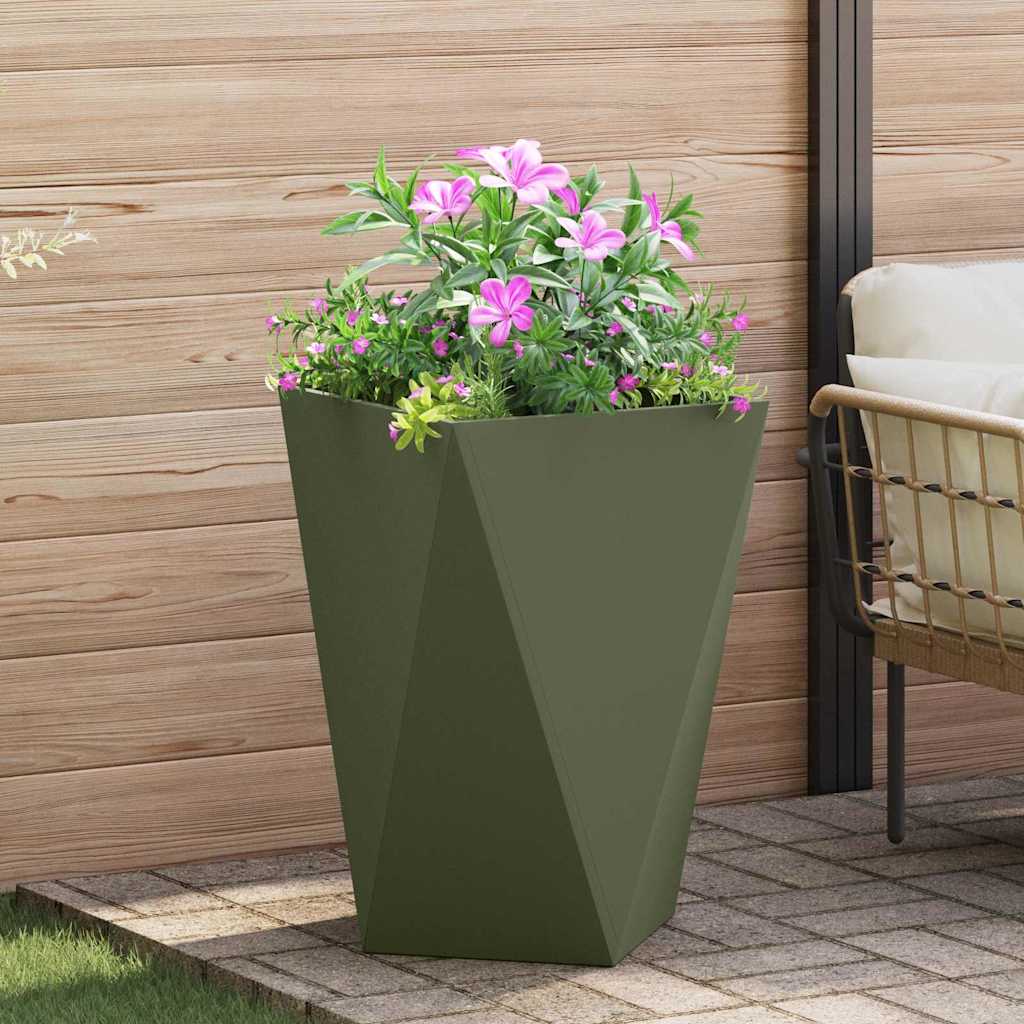 Jardinera 2 Uds. Verde Oliva 50 X 50 X 75 Cm Acero_3