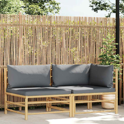 Vidaxl Set De Muebles De Jardín 2 Piezas Bambú Y Cojines Gris Oscuro_1