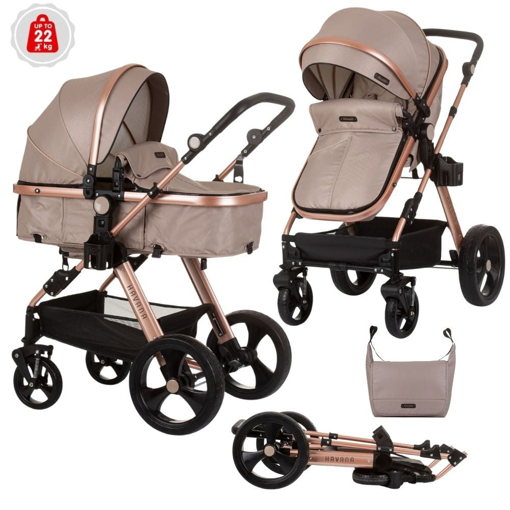 Carrito De Bebé Havana Dúo Convertible Hasta 22 Kg Con Bolso Y Mosquitera Golden Beige_0