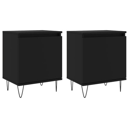 Mesitas De Noche 2 Uds Madera De Ingeniería Negro 40x30x50 Cm_0
