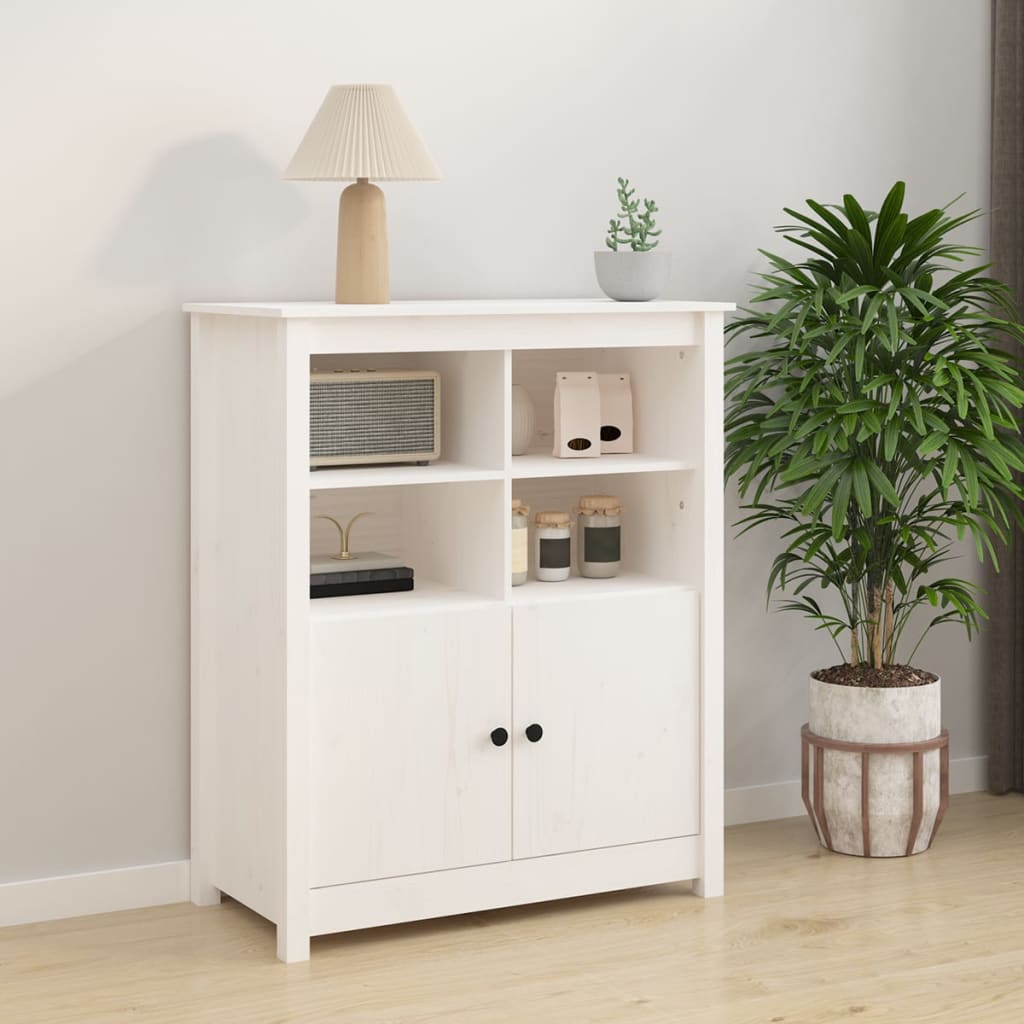 Aparador De Madera Maciza De Pino Blanco 83x41,5x100 Cm_0