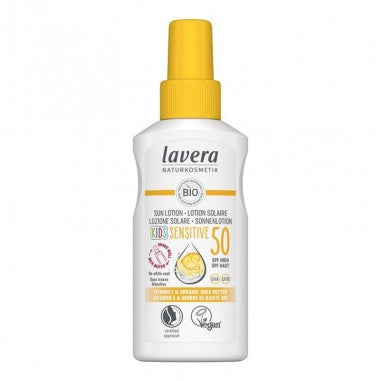 Spray Solar Infantil Lavera Sensitive FPS 50 Aloé Vera Biológico e Vitamina E 100 ml