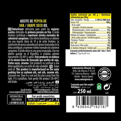 Óleo de Semente de Uva 250 ml Naturgreen