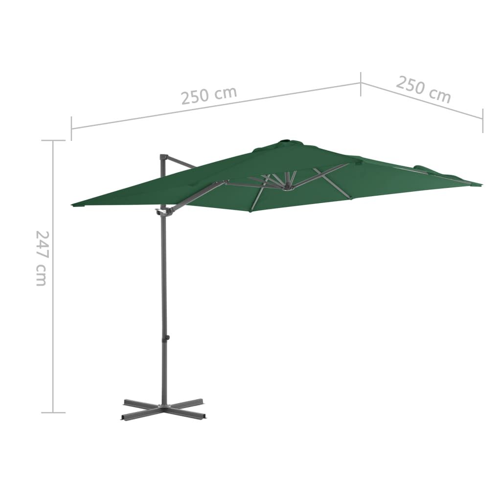 Vidaxl Sombrilla Jardín Voladiza Palo De Acero Verde 250x250 Cm_2