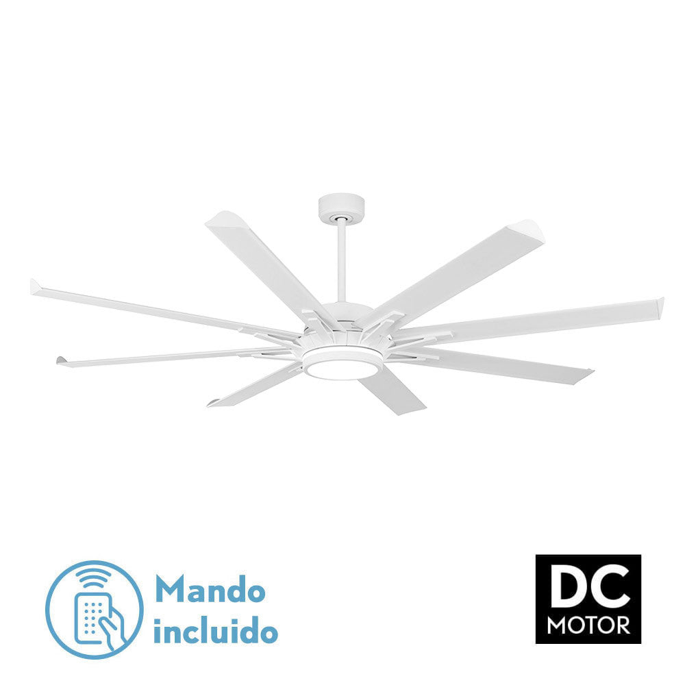 Ventilador Dc Grado 30w+15w Blanco 8 Aspas Aluminio 198d 6vel. 3 Colores 3250lm Remoto,memoria,temporizador_0