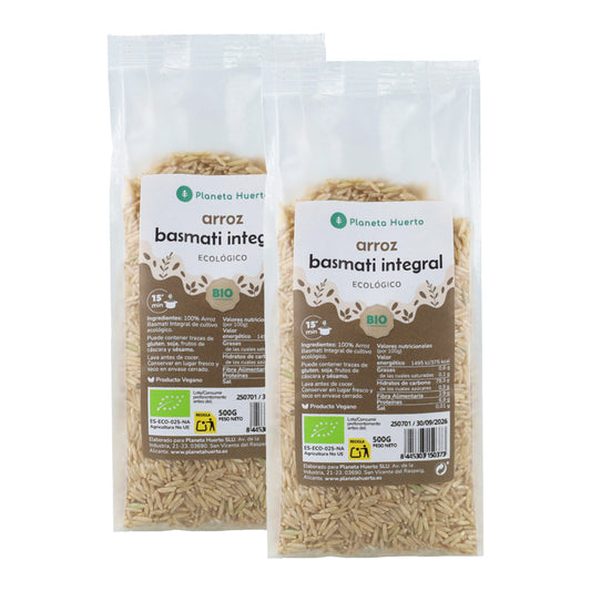Embalagem de 2x Arroz Basmati Integral Biológico da Planeta Huerto, 500 g