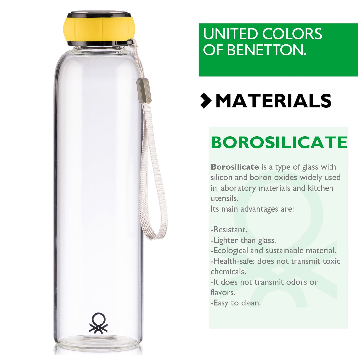 Botella Agua 550ml Borosilicato Amarillo Casa Benetton_2