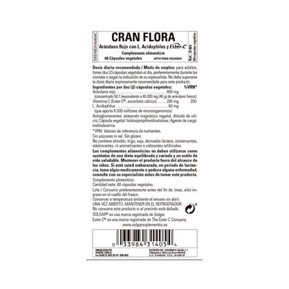 Cran Flora (arando com probióticos e éster-C), 60 cápsulas