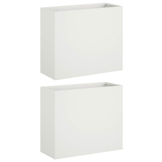 Macetero De Jardín 2 Uds. Blanco 50 X 20 X 40 Cm_0