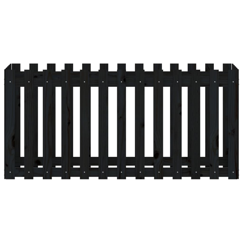 Arriate Elevado Jardín Con Valla Madera Pino Negro 150x50x70cm_4