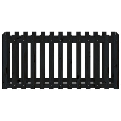 Arriate Elevado Jardín Con Valla Madera Pino Negro 150x50x70cm_4