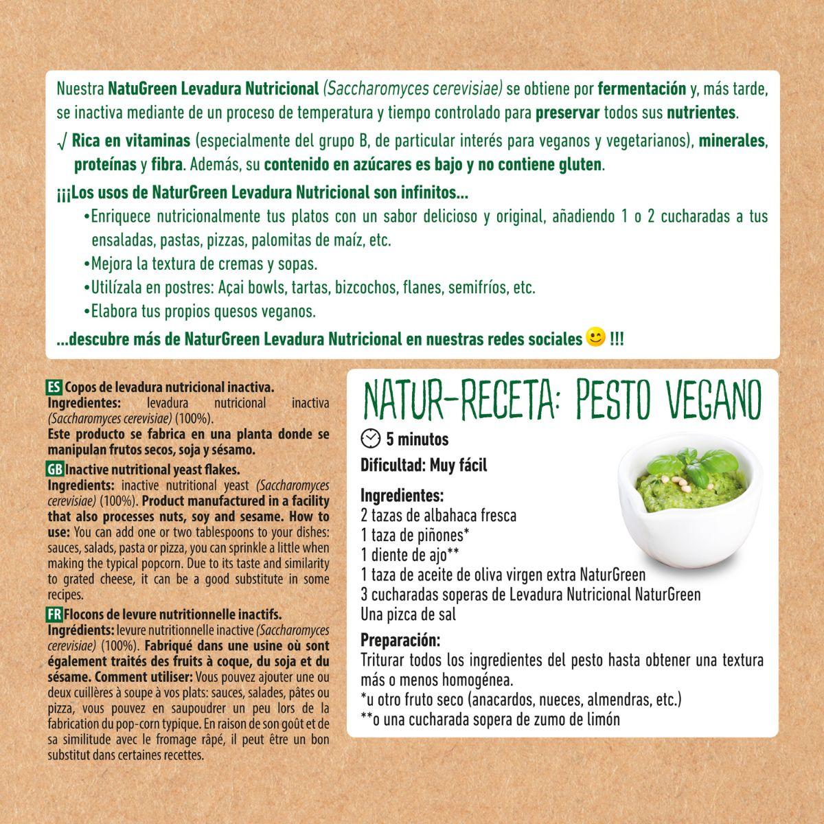 Levedura nutricional convencional em flocos NaturGreen 150 g