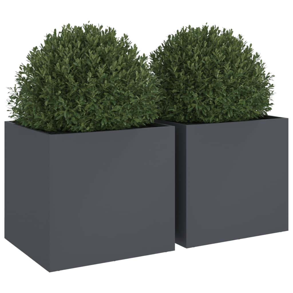 Jardineras 2 Unidades Acero Gris Antracita 49x47x46 Cm_3