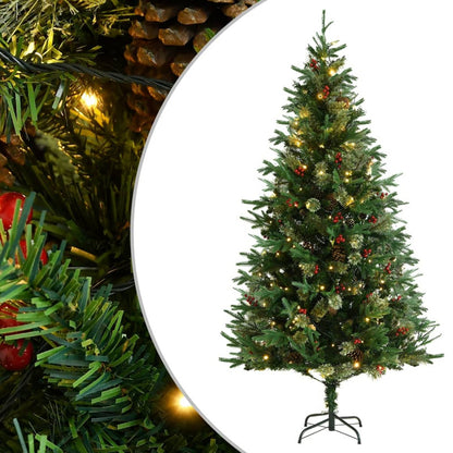 Vidaxl Árbol De Navidad Con Luces Y Piñas Pvc Con Pe Verde 195 Cm_0