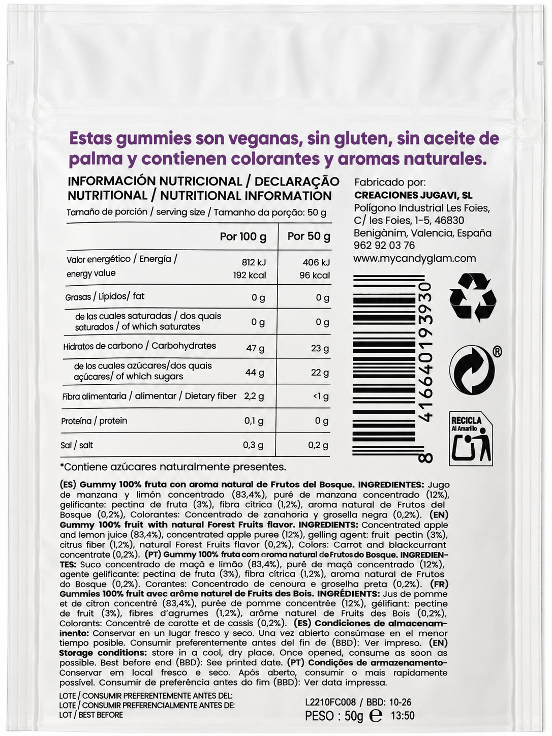 Gummies 100% Fruta Pack De 5 Frutos Del Bosque – Snack Saludable Vegano Sin Azúcares Añadidos_3