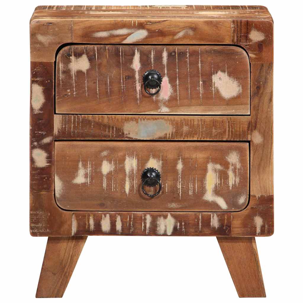 Mesita De Noche 40x32x46 Cm Madera Maciza Reciclada_0