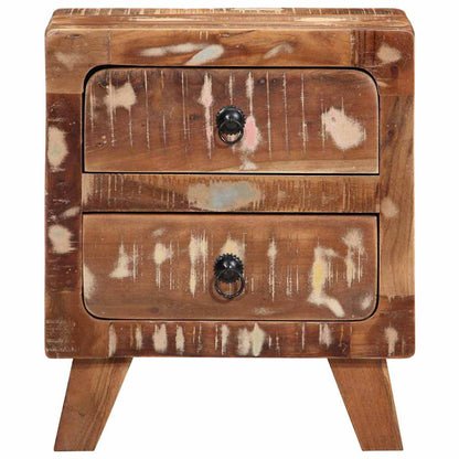 Mesita De Noche 40x32x46 Cm Madera Maciza Reciclada_0