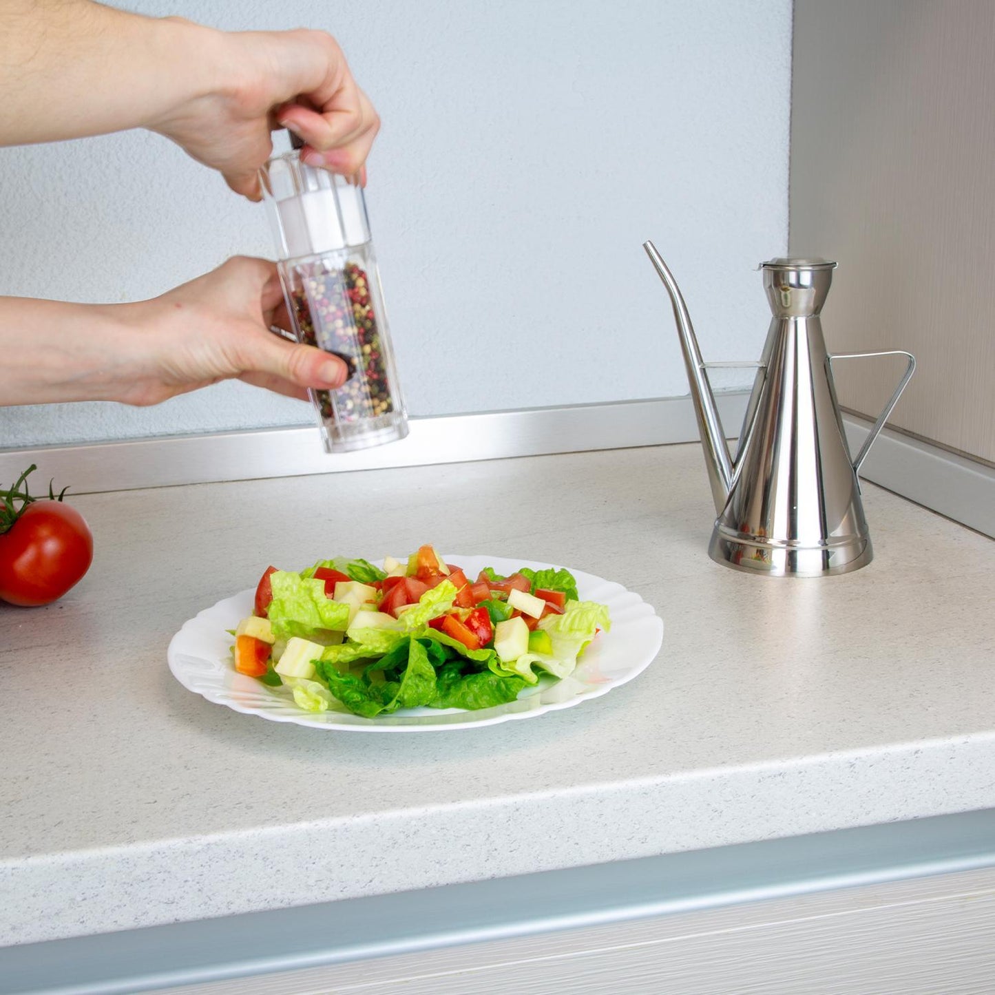 Salero / Molinillo Pimienta Acrílico 2 En 1 Salero Pimentero Ajustable Ø 4,5 X 16 Cm