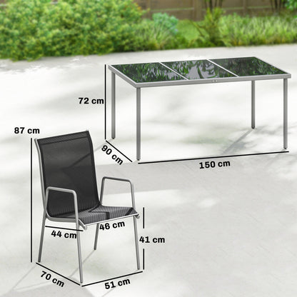 Outsunny Conjunto De Mesa Y Sillas Jardín De 7 Piezas Con Sillas Transpirables_2