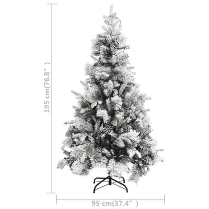 Vidaxl Árbol De Navidad Con Nieve, Luces Led Y Piñas Pvc Y Pe 195 Cm_2