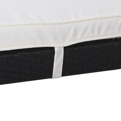 Outsunny Set De 2 Tumbonas De Ratán Chaise Longue Con Cojín Para Exterior Jardín_3