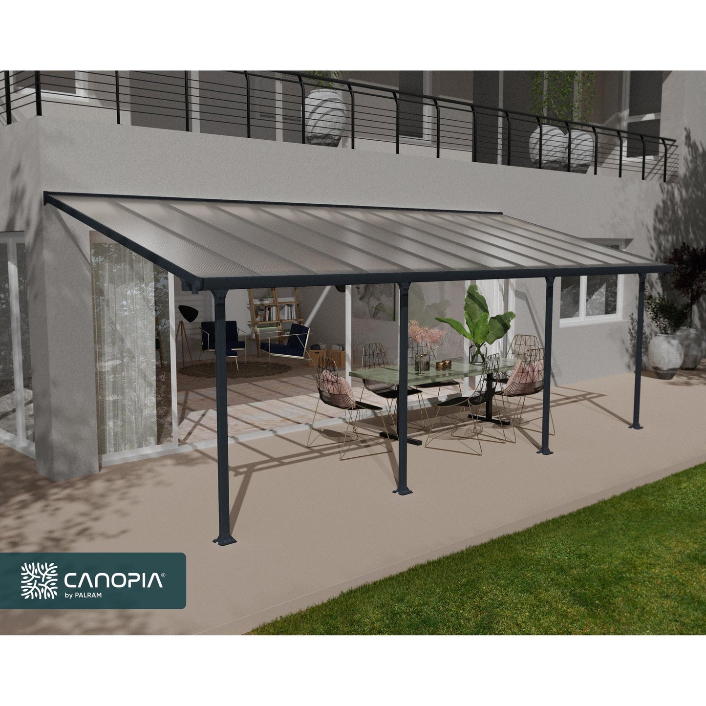 Pérgola anexa Feria 300x730 cm cinzento 