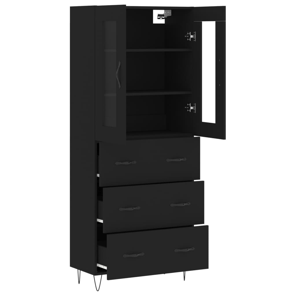 Aparador Alto Madera Contrachapada Negro 69,5x34x180 Cm_3