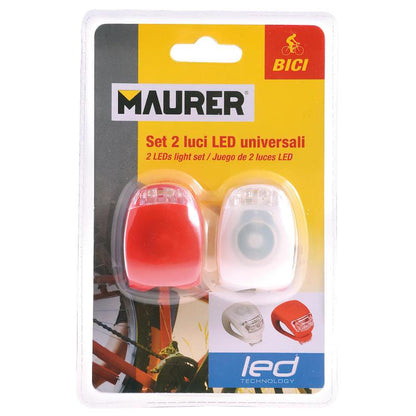 Linterna / Luces Led Para Bicicleta 2+2 Leds A Pilas (2 Cr2032) Cuerpo De Silicona_1