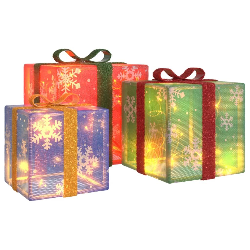 Vidaxl Cajas De Regalo Navidad Iluminadas 3 Uds 64 Leds Blanco Cálido_0