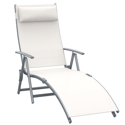 Outsunny Tumbona Plegable Con Respaldo Ajustable 137x63,5x100,5 Cm Beige_0