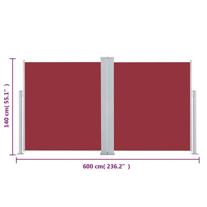 Vidaxl Toldo Lateral Retráctil Rojo 140x600 Cm_2