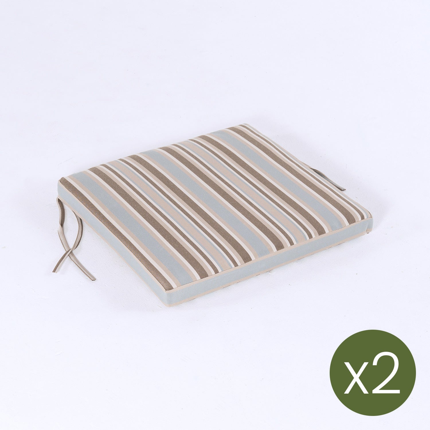 Pack 2 Cojines Para Sillas Y Sillones De Jardín Color Lux Estampado A Rayas, Tamaño 44x44x5 Cm, Repelente Al Agua, Desenfundable_2