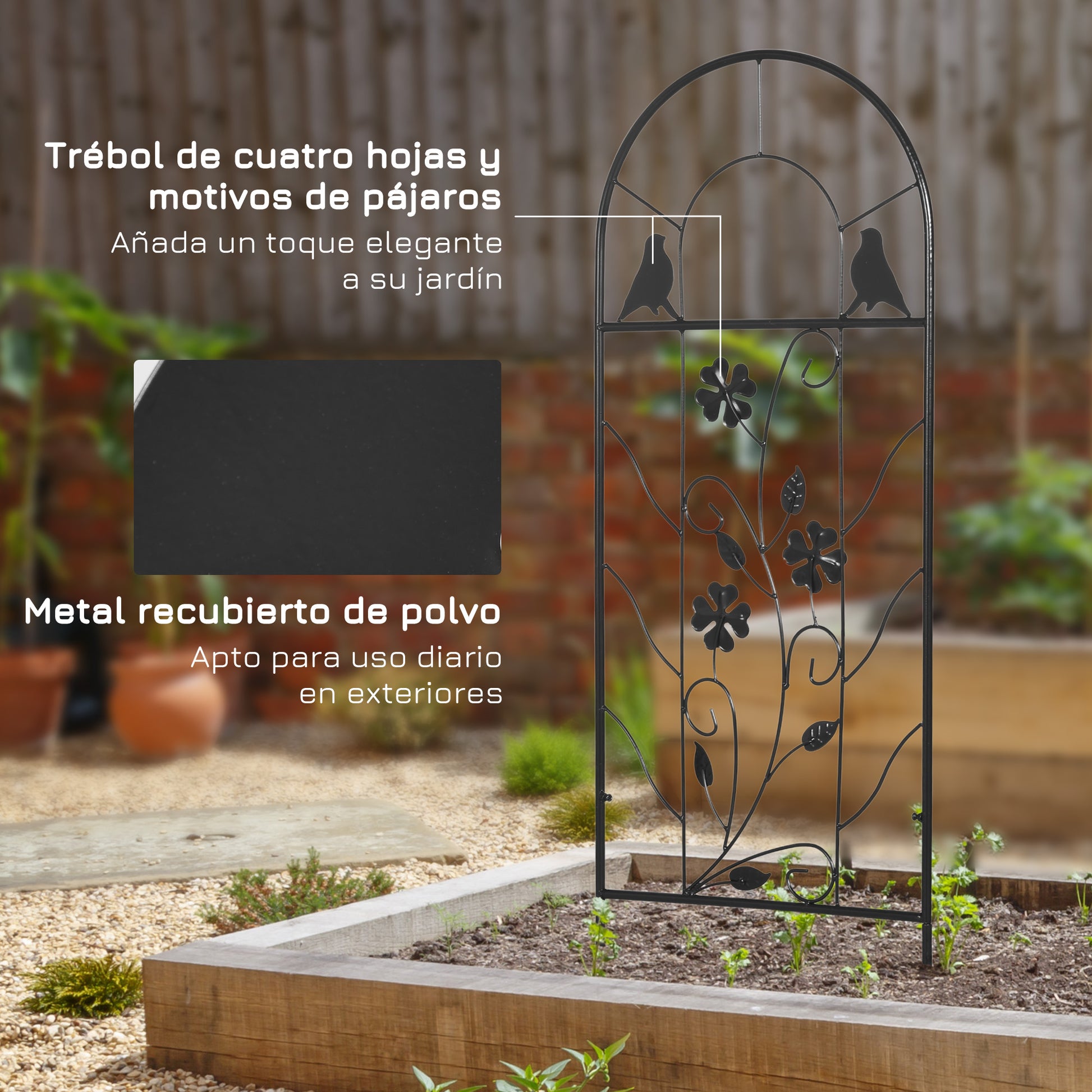 Outsunny Juego De 2 Enrejados De Jardín Con Marco Metálico 38x98 Cm Negro_5