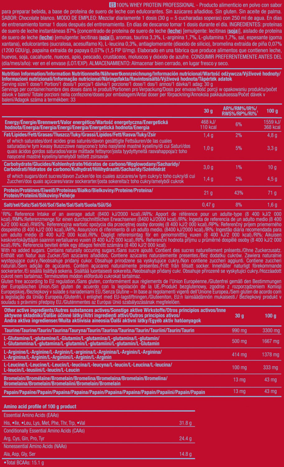 100% Whey Protein Professional - 1kg - Chocolate Blanco - Proteina De Suero Whey - Scitec Nutrition_5