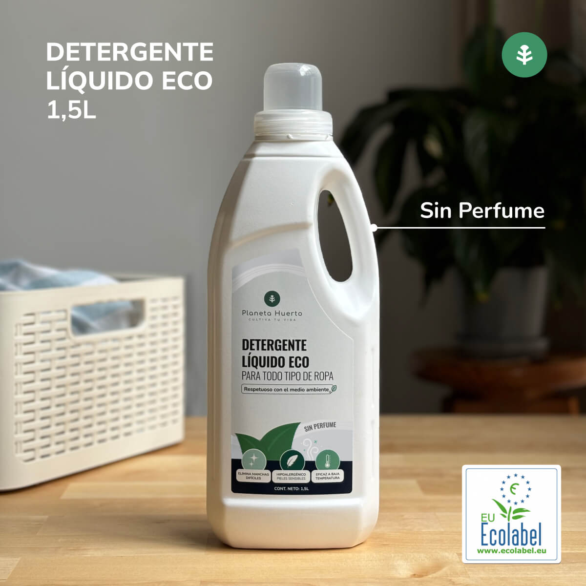 Pack de 3 Detergentes Líquidos para Roupa Planeta Huerto ECO Sem Perfume 1,5 Litros