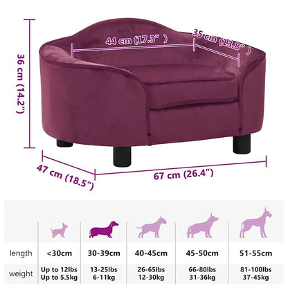 Vidaxl Sofá Para Perros Felpa Borgoña 67x47x36 Cm_2