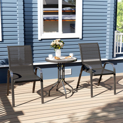 Outsunny Conjunto De Mesa Y Sillas De Terraza Exterior De 3 Piezas Negro_3