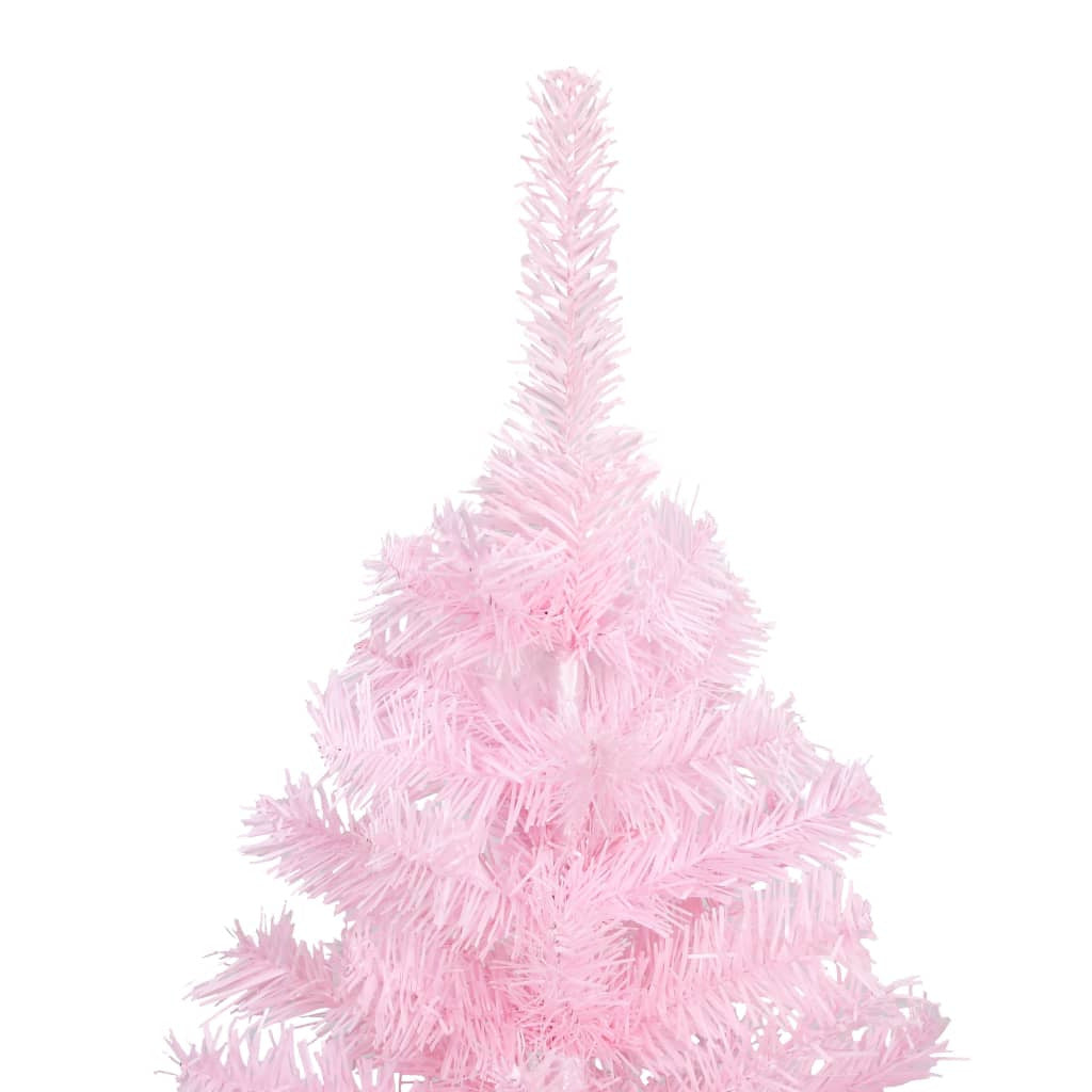 Vidaxl Árbol De Navidad Preiluminado Con Luces Y Soporte Rosa 150 Cm_3