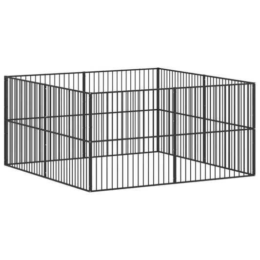 Corralito Para Perros Con 8 Paneles Acero Galvanizado Negro_0