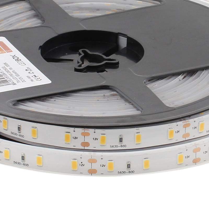 Tira Led Monocolor Hq Smd5630, Chipled Samsung Dc12v, 5m (60led/m),72w, Ip68, Blanco Cálido_3