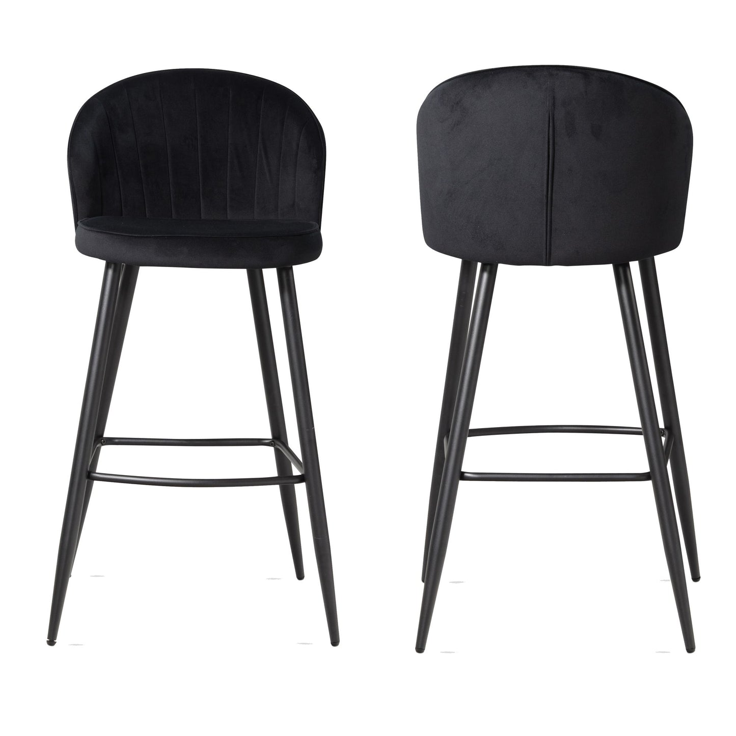 Juego De 2 Taburetes De Bar, Terciopelo Negro Con Respaldo 56 X 102,5 X 52,5 Cm_0