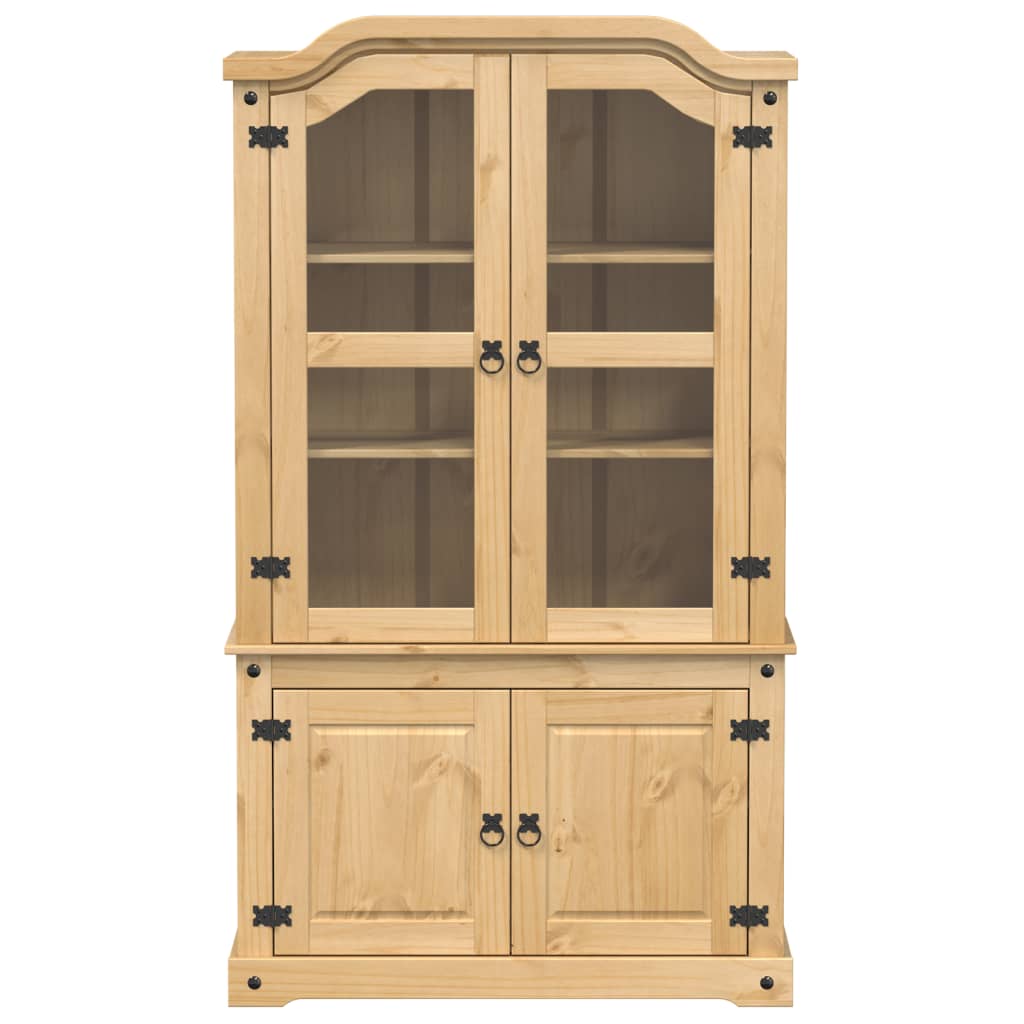 Armario Con Vitrina Corona Madera Maciza Pino 103,5x42x180 Cm / Vetonek_4