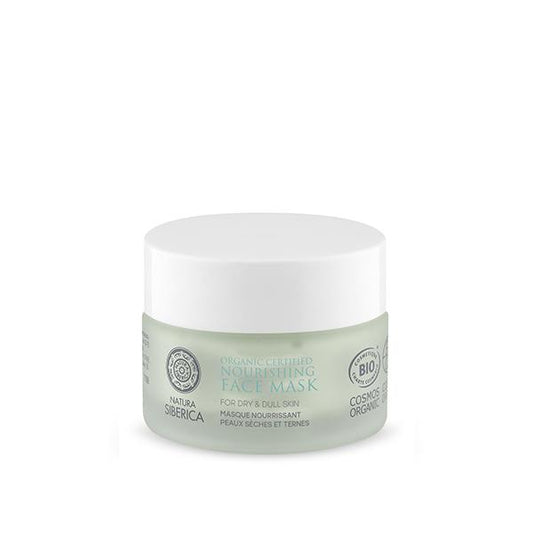Máscara facial nutritiva biológica certificada Natura Siberica para pele seca e baça 50 ml